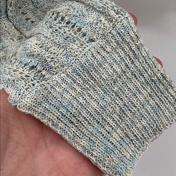 Natural Life Women's Open Weave Metallic Crewneck Sweater - Blue/White - Small - Picture 5 of 6